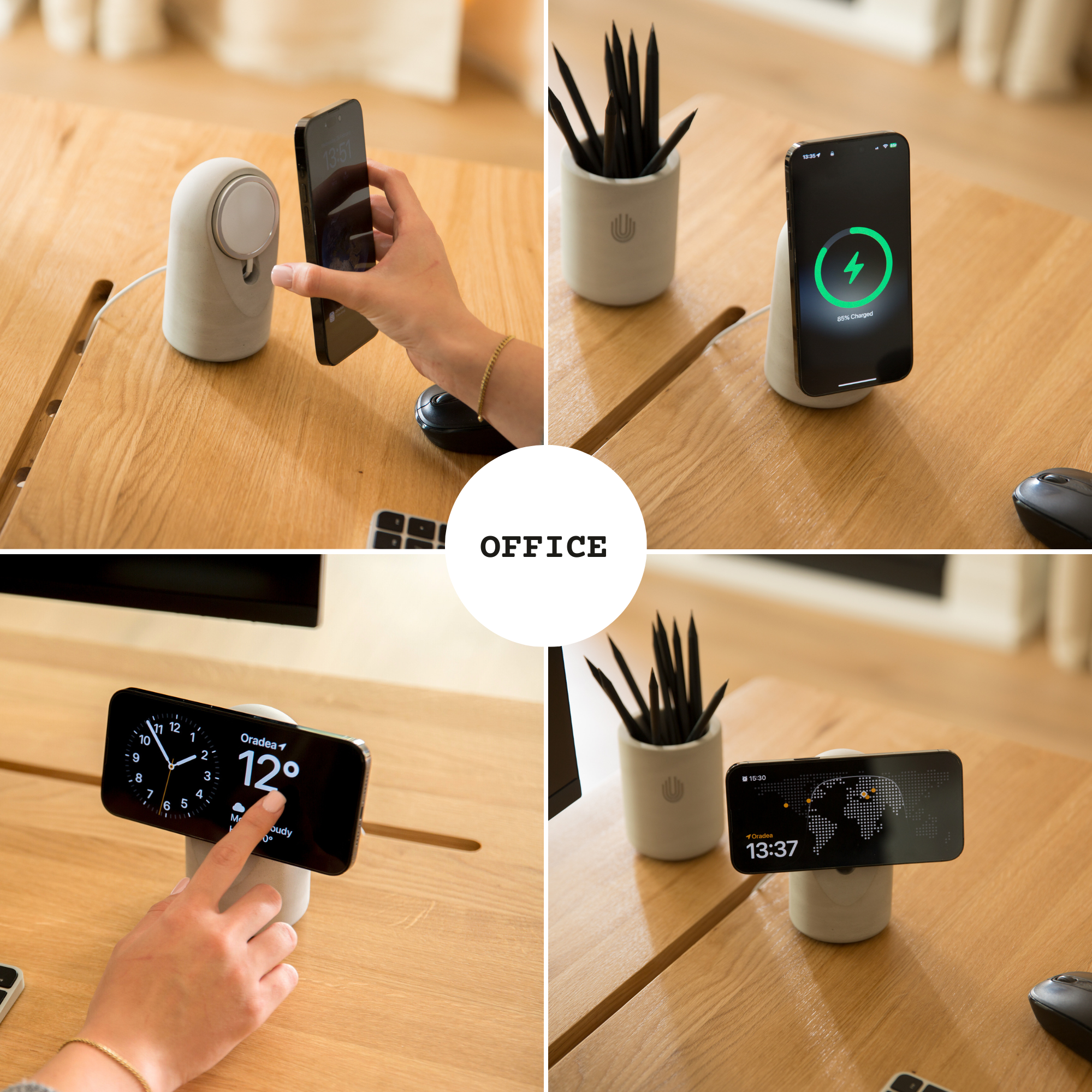 Suport Din Ciment Pentru Încărcare Wireless – iPhone & Smartphone