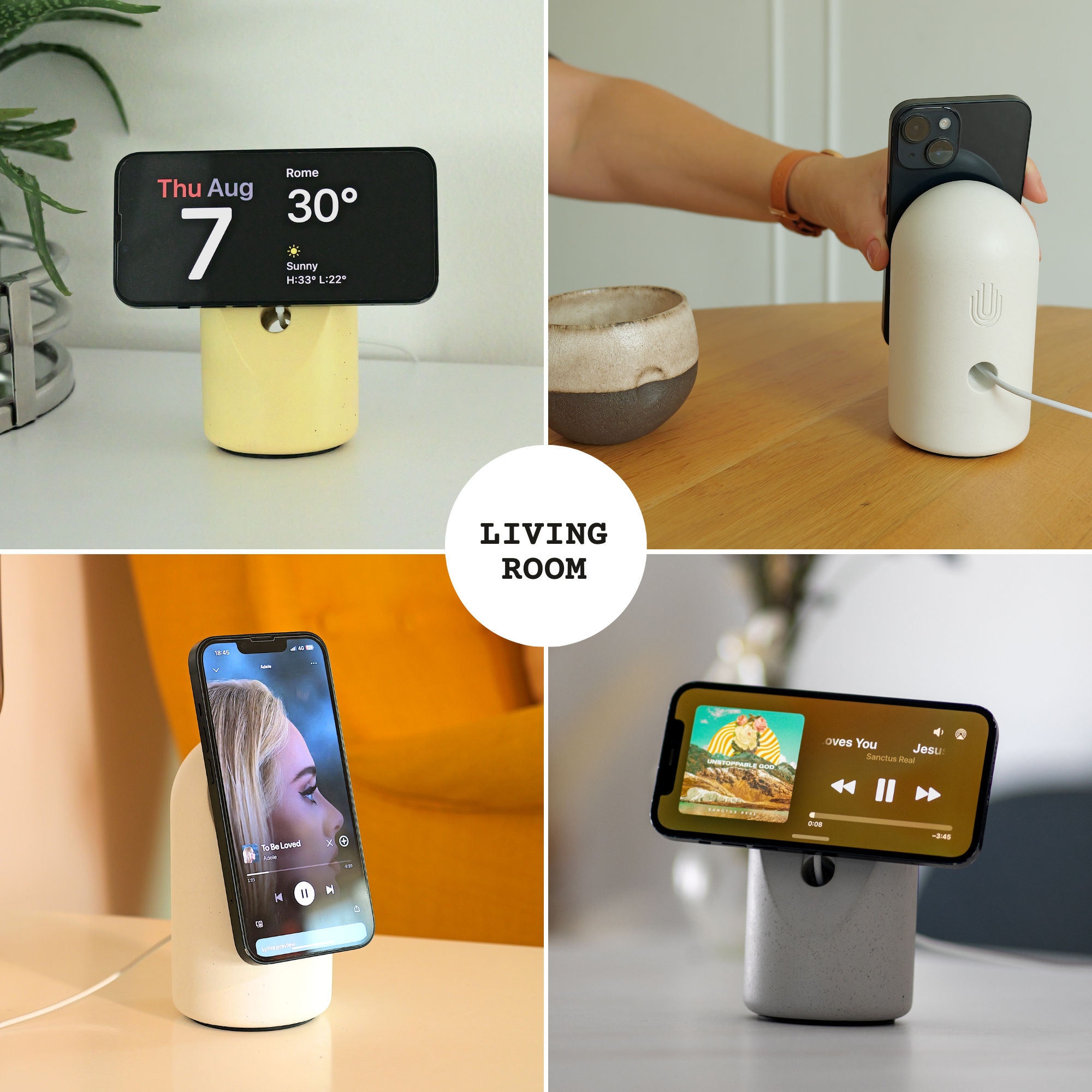 Suport Din Ciment Pentru Încărcare Wireless – iPhone & Smartphone