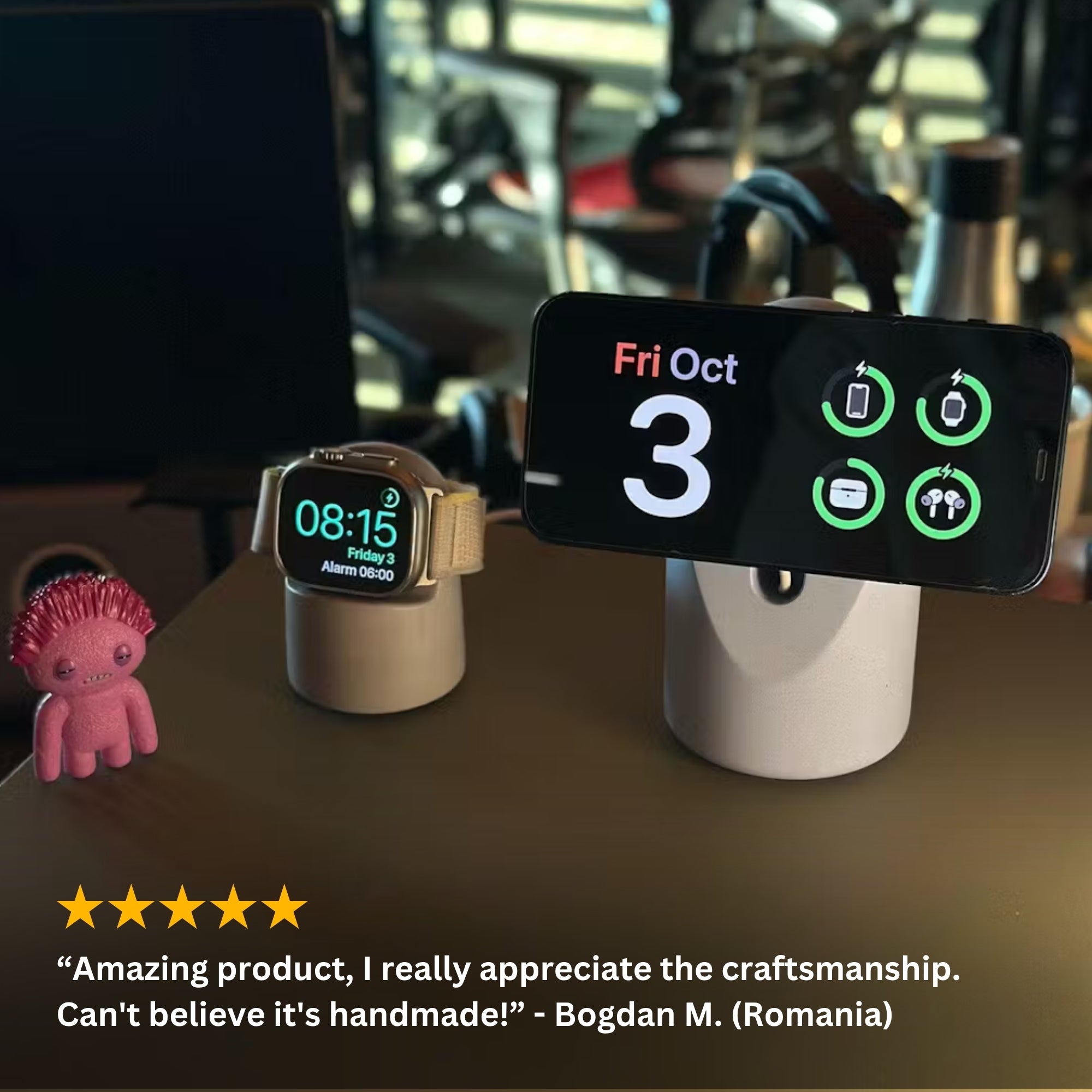 Suport Din Ciment Pentru Încărcare Wireless – iPhone & Smartphone