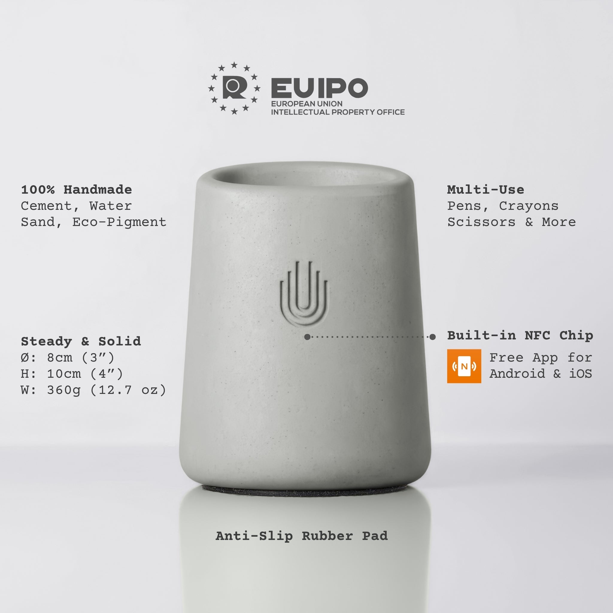 Suport Din Ciment Pentru Pixuri - NFC Integrat